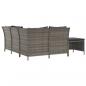 Preview: 4-tlg. Garten-Lounge-Set mit Kissen Grau Poly Rattan