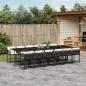 Preview: ARDEBO.de - 13-tlg. Garten-Essgruppe mit Kissen Schwarz Poly Rattan