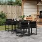 Preview: ARDEBO.de - 5-tlg. Garten-Essgruppe mit Kissen Schwarz Poly Rattan