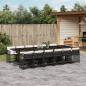 Preview: ARDEBO.de - 13-tlg. Garten-Essgruppe mit Kissen Schwarz Poly Rattan