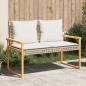 Preview: ARDEBO.de - Gartenbank mit Kissen Beige Poly Rattan Akazienholz