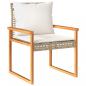 Preview: 3-tlg. Bistro-Set mit Kissen Beige Poly Rattan Akazienholz