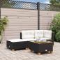 Preview: ARDEBO.de - Gartenhocker mit Kissen Schwarz 63,5x56x32 cm Poly Rattan