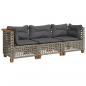 Preview: Gartensofa mit Kissen 3-Sitzer Grau Poly Rattan