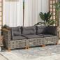 Preview: Gartensofa mit Kissen 3-Sitzer Grau Poly Rattan