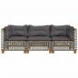 Preview: Gartensofa mit Kissen 3-Sitzer Grau Poly Rattan