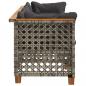 Preview: Gartensofa mit Kissen 3-Sitzer Grau Poly Rattan