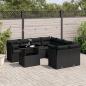 Preview: ARDEBO.de - 9-tlg. Garten-Sofagarnitur mit Kissen Schwarz Poly Rattan