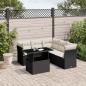 Preview: ARDEBO.de - 6-tlg. Garten-Sofagarnitur mit Kissen Schwarz Poly Rattan