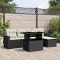 Preview: ARDEBO.de - 6-tlg. Garten-Sofagarnitur mit Kissen Schwarz Poly Rattan