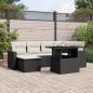 Preview: ARDEBO.de - 7-tlg. Garten-Sofagarnitur mit Kissen Schwarz Poly Rattan