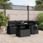 Preview: ARDEBO.de - 5-tlg. Garten-Sofagarnitur mit Kissen Schwarz Poly Rattan