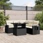 Preview: ARDEBO.de - 6-tlg. Garten-Sofagarnitur mit Kissen Schwarz Poly Rattan