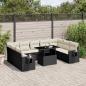 Preview: ARDEBO.de - 10-tlg. Garten-Sofagarnitur mit Kissen Schwarz Poly Rattan