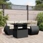 Preview: ARDEBO.de - 5-tlg. Garten-Sofagarnitur mit Kissen Schwarz Poly Rattan