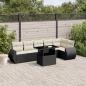 Preview: ARDEBO.de - 7-tlg. Garten-Sofagarnitur mit Kissen Schwarz Poly Rattan