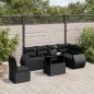 Preview: ARDEBO.de - 7-tlg. Garten-Sofagarnitur mit Kissen Schwarz Poly Rattan