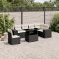 Preview: ARDEBO.de - 7-tlg. Garten-Sofagarnitur mit Kissen Schwarz Poly Rattan