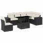 Preview: 7-tlg. Garten-Sofagarnitur mit Kissen Schwarz Poly Rattan