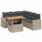 Preview: 6-tlg. Garten-Sofagarnitur mit Kissen Grau Poly Rattan