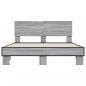 Preview: Bettgestell Grau Sonoma 140x190 cm Holzwerkstoff und Metall