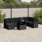 Preview: ARDEBO.de - 9-tlg. Garten-Sofagarnitur mit Kissen Schwarz Poly Rattan