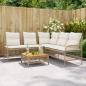 Preview: ARDEBO.de - 2-tlg. Garten-Sofagarnitur mit Kissen Beige Poly Rattan