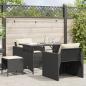 Preview: ARDEBO.de - 4-tlg. Garten-Sofagarnitur mit Kissen Schwarz Poly Rattan