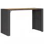 Preview: Gartentisch mit Holzplatte Schwarz 185x80x110 cm Poly Rattan