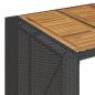 Preview: Gartentisch mit Holzplatte Schwarz 185x80x110 cm Poly Rattan