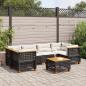 Preview: ARDEBO.de - 7-tlg. Garten-Sofagarnitur mit Kissen Schwarz Poly Rattan