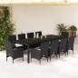 Preview: ARDEBO.de - 11-tlg. Garten-Essgruppe mit Kissen Schwarz Poly Rattan Glas