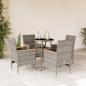 Preview: ARDEBO.de - 5-tlg. Garten-Essgruppe mit Kissen Grau Poly Rattan und Glas