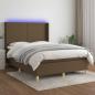 Preview: ARDEBO.de - Boxspringbett mit Matratze & LED Dunkelbraun 140x190 cm Stoff