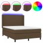 Preview: Boxspringbett mit Matratze & LED Dunkelbraun 140x190 cm Stoff