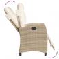 Preview: Gartensessel mit Fußteil 2 Stk. Verstellbar Beige Poly Rattan