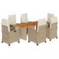 Preview: 9-tlg. Garten-Essgruppe mit Kissen Beige Poly Rattan