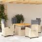 Preview: ARDEBO.de - 5-tlg. Garten-Essgruppe mit Kissen Beige Poly Rattan