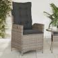 Preview: ARDEBO.de - Gartensessel Verstellbar mit Kissen Grau Poly Rattan