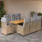 Preview: ARDEBO.de - 9-tlg. Garten-Essgruppe mit Kissen Beigemischung Poly Rattan