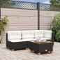 Preview: ARDEBO.de - Garten-Ecksofa mit Kissen Schwarz Poly Rattan