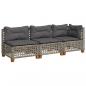 Preview: Gartensofa mit Kissen 3-Sitzer Grau Poly Rattan