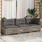 Preview: Gartensofa mit Kissen 3-Sitzer Grau Poly Rattan