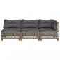 Preview: Gartensofa mit Kissen 3-Sitzer Grau Poly Rattan