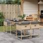 Preview: ARDEBO.de - 5-tlg. Garten-Essgruppe mit Kissen Beigemischung Poly Rattan