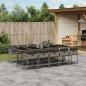 Preview: ARDEBO.de - 11-tlg. Garten-Essgruppe mit Kissen Grau Poly Rattan