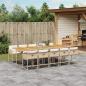 Preview: ARDEBO.de - 11-tlg. Garten-Essgruppe mit Kissen Beige Poly Rattan