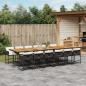 Preview: ARDEBO.de - 13-tlg. Garten-Essgruppe mit Kissen Schwarz Poly Rattan