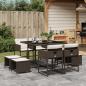 Preview: ARDEBO.de - 9-tlg. Garten-Essgruppe mit Kissen Braun Poly Rattan