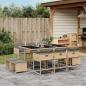 Preview: ARDEBO.de - 11-tlg. Garten-Essgruppe mit Kissen Beigemischung Poly Rattan